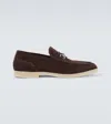 Gucci Horsebit Suede Loafers In Brown