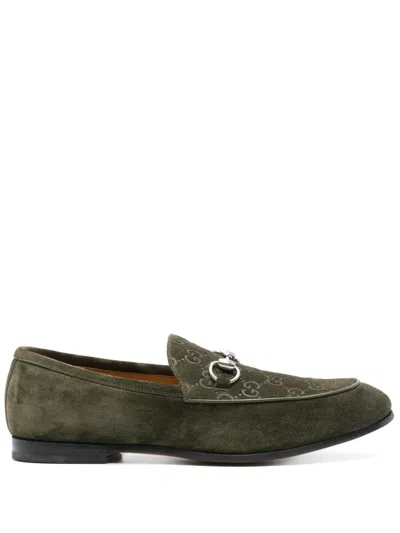 Gucci Horsebit Suede Loafers In Green