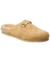 Gucci Horsebit Gg Suede Shearling Mules In Beige
