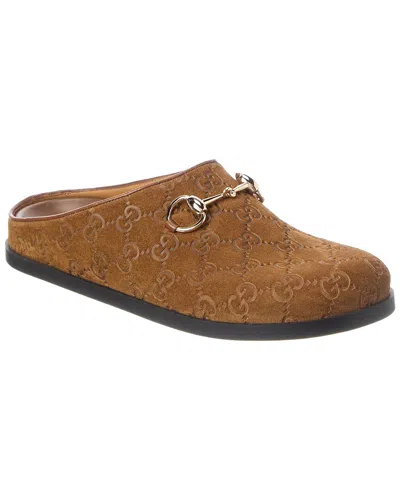 Gucci Horsebit Suede Mule In Brown