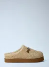 Gucci Gg Shearling-trimmed Suede Mules In Neutral