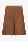 Gucci Horsebit Suede Skirt In Brown