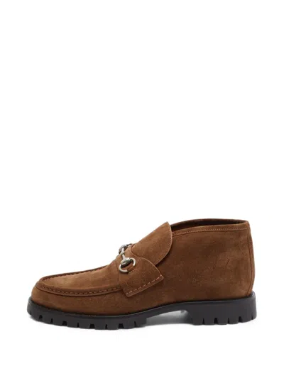 Pre-owned Gucci Horsebit Sylke Ankle Boots In Brown