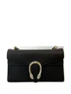 Gucci Horsebit Textured Leather Shoulder Bag In Black