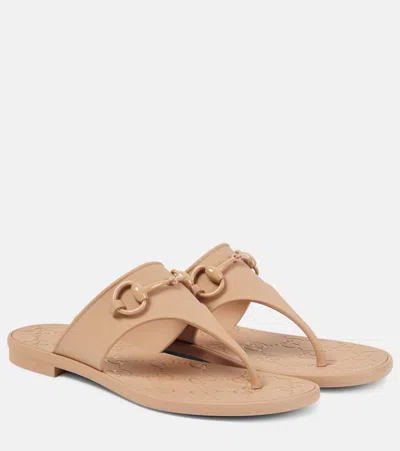 Gucci Horsebit Thong Sandals In Beige