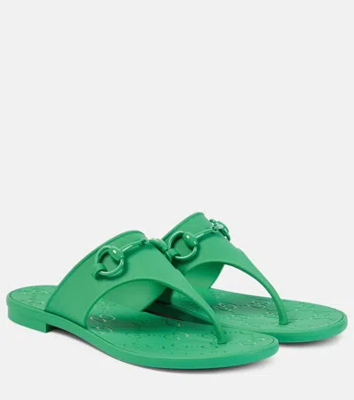 Gucci Horsebit Thong Sandals In Green