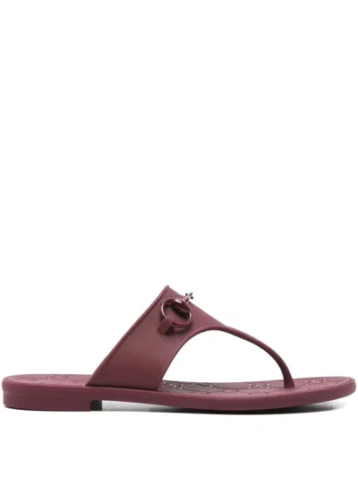 Gucci Horsebit Thong Sandals In Red