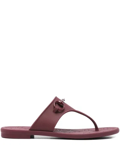 Gucci Horsebit Thong Sandals In Red