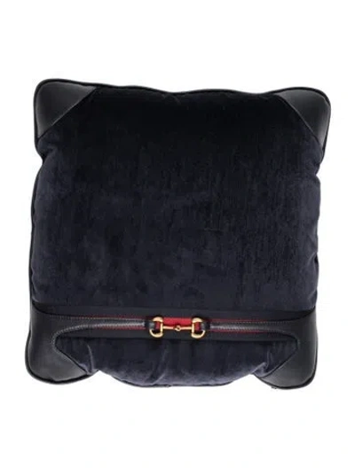Pre-owned Gucci Horsebit Throw Pillow In Blue