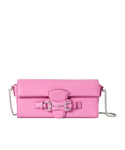 Gucci Horsebit Wallet On Chain In Pink