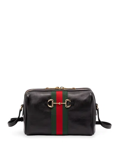 Gucci Horsebit Web Crossbody Bag In Black