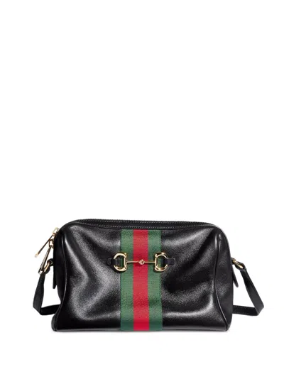 Gucci Horsebit Web Crossbody Bag In Black