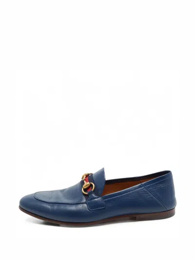 Pre-owned Gucci Horsebit Web Detail Loafers In Blue