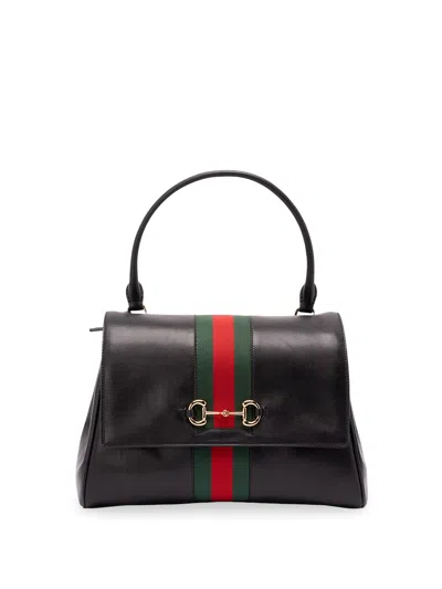 Gucci Horsebit Web` Handbag In Black