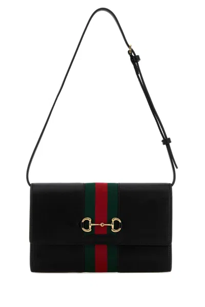Gucci Horsebit Web Leather Wallet In Black