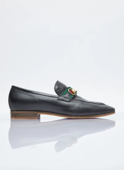 Gucci Horsebit Web Loafers In Black