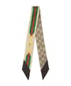 Gucci Interlocking G Horsebit Web Print Silk Neck Bow In Nude