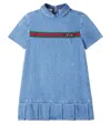Gucci Horsebit Web Stripe Denim Dress