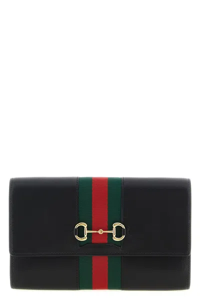 Gucci ' Horsebit Web' Wallet On Chain In Black
