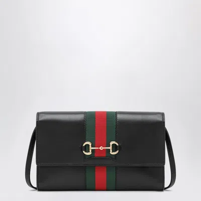 Gucci Horsebit Web Wallet With Strap In Black