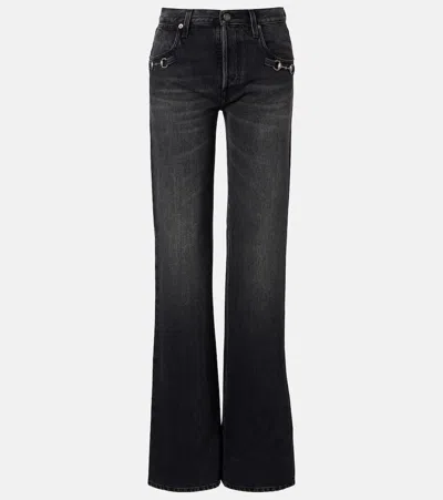 Gucci Horsebit Wide-leg Jeans In Black