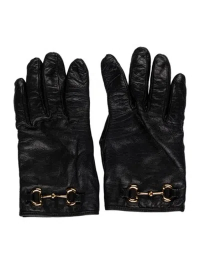 Pre-owned Gucci Horsebit Winter Gloves In Black