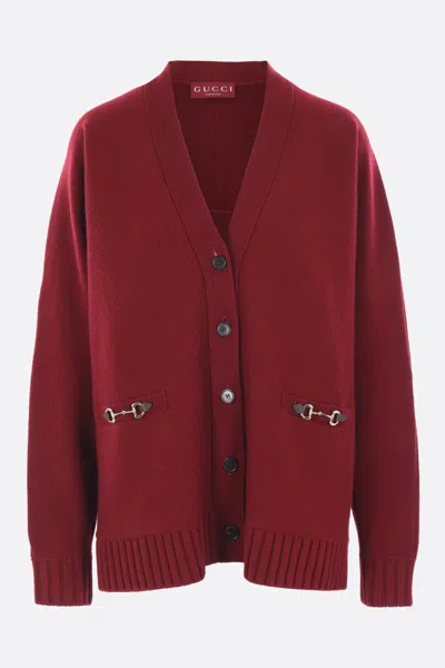 Gucci Horsebit Wool And Cashmere Cardigan In Red