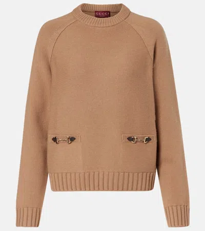 Gucci Horsebit Wool And Cashmere Sweater In Sand