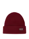 Gucci Bordeaux Horsebit Beanie Hat In Red