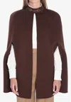 Gucci Brown Cape With Iconic Clamp And Gg All-over Motif Interior In Wool Woman In Brown