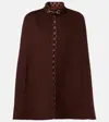 Gucci Brown Cape With Iconic Clamp And Gg All-over Motif Interior In Wool Woman In Brown