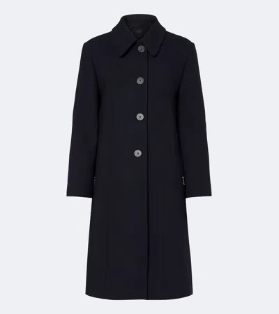 Gucci Horsebit Wool Coat In Blue