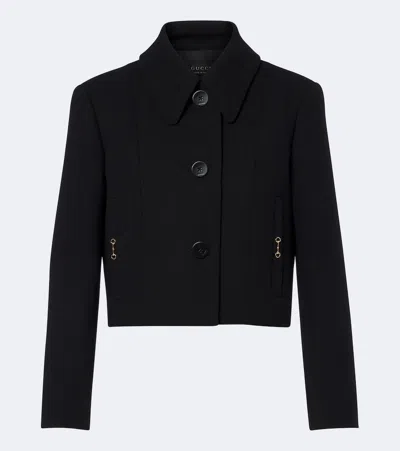Gucci Horsebit Wool Crêpe Jacket In Black