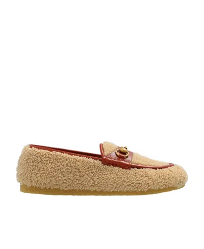 Gucci Horsebit Wool Loafers In Brown
