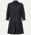 Gucci Womens Horsebit Long-sleeves Wool Mini Dress Ardesia Grey In Blue