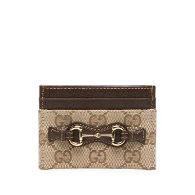 Gucci Horsebit-detail Card Holder In Neutrals/brown