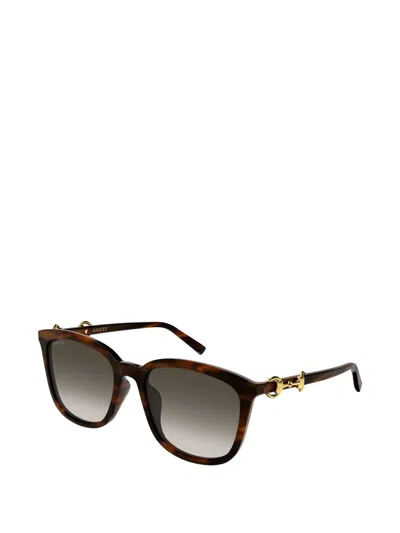 Gucci Horsebit-detail Sunglasses In Brown