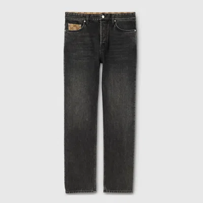 Gucci Washed Cotton Denim Pant In Black