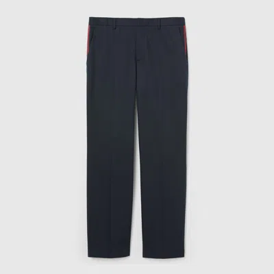 Gucci Hose Aus Baumwolltwill Mit Web-detail In Blue