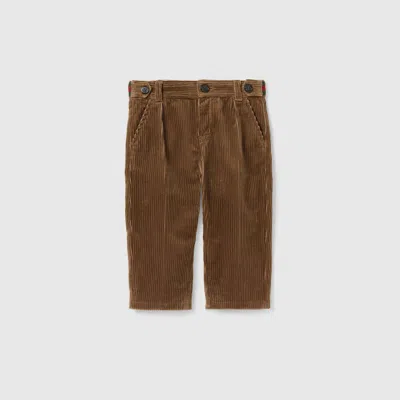 Gucci Babies' Velvet Corduroy Trousers In Brown
