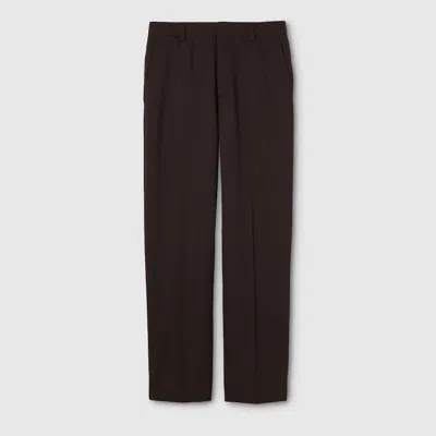 Gucci Gg Houndstooth Wool Jacquard Pant In Brown