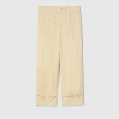 Gucci Diagonal Gg Silk Jacquard Pants In Neutral