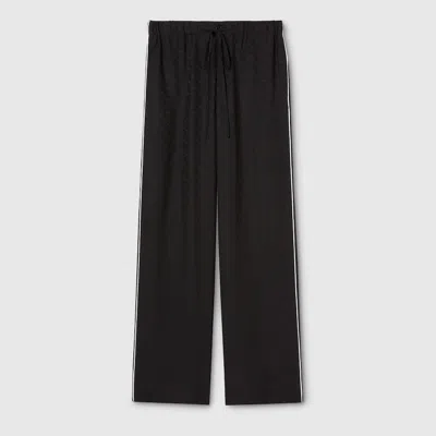Gucci Horsebit Silk Jacquard Pant In Black