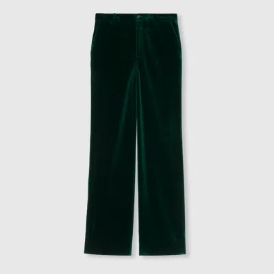 Gucci Soft Stretch Cotton Velvet Pant In Green