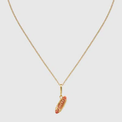 Gucci Hotdog Pendant Chain Necklace In Gold