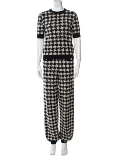 Pre-owned Gucci Houndstooth Joggers Wool Pant Set In Black