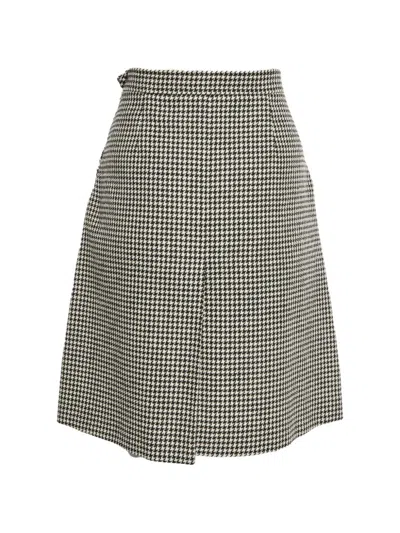 Pre-owned Gucci Houndstooth Pleated Mini Skirt In Black