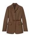 Gucci Houndstooth Wool Jacket With Embroidery In Brown