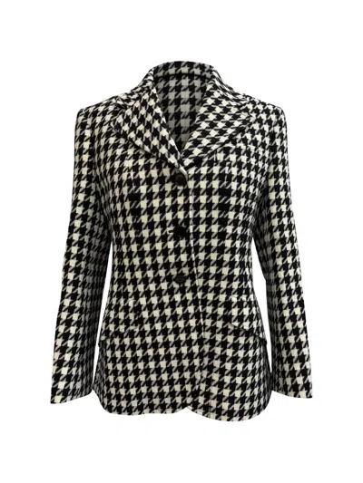 Pre-owned Gucci Houndstooth-print Single-breasted Blazer In Black