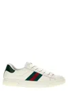 Gucci Ace Web Mixed Leather Sneakers In Neutral
